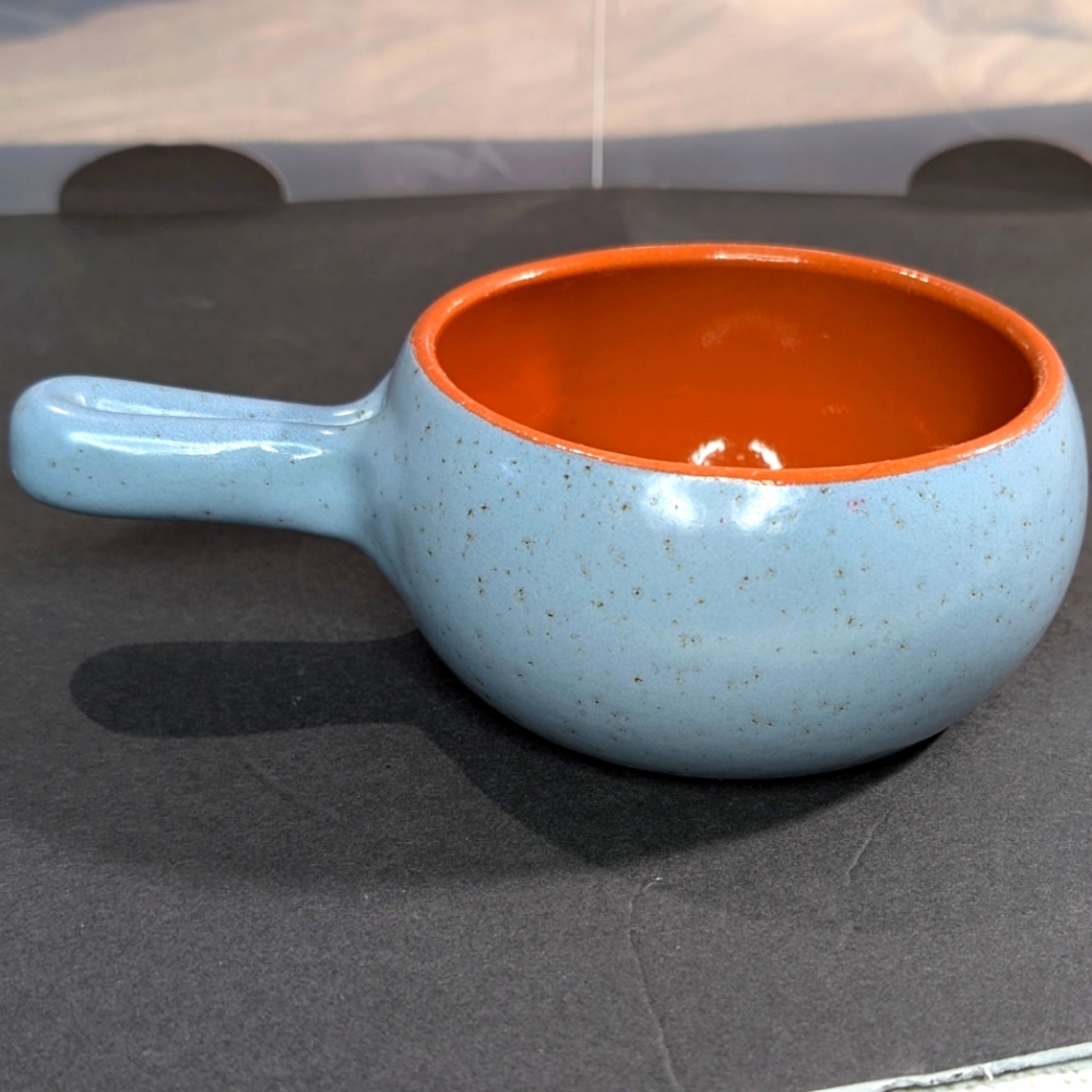 De Silva Terre D' Umbria Italian blue speckle glaze terracotta handled ‎ crock